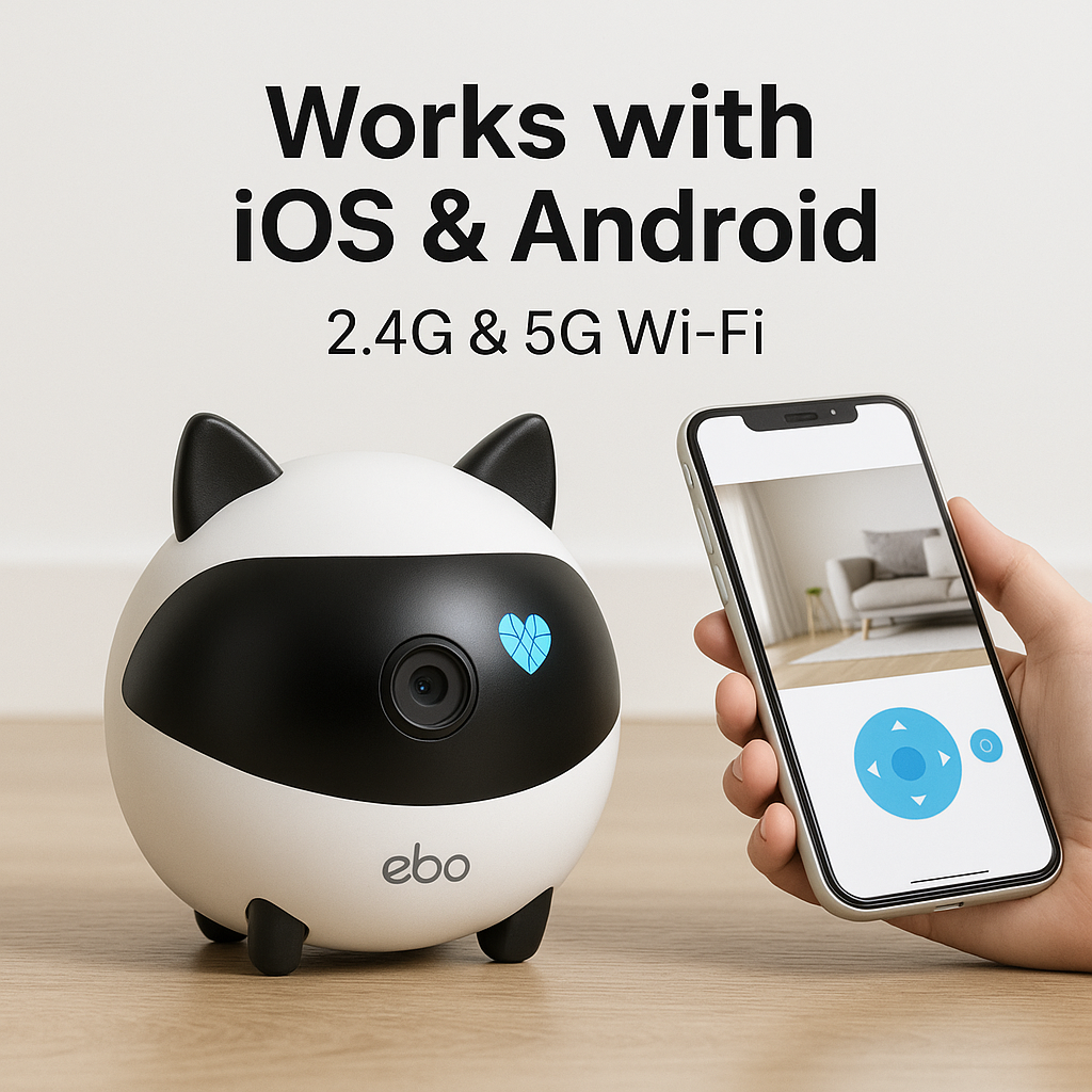 EBO SE Smart Pet & Home Security Camera | 1080P HD 360° WiFi (2.4G/5G) Robot with Night Vision & Two-Way Audio for Dogs, Cats & Family