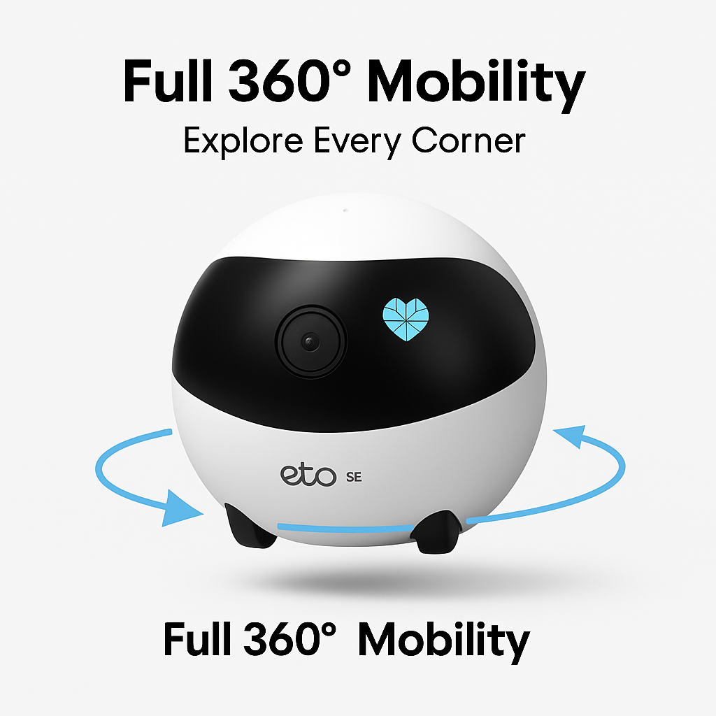 EBO SE Smart Pet & Home Security Camera | 1080P HD 360° WiFi (2.4G/5G) Robot with Night Vision & Two-Way Audio for Dogs, Cats & Family